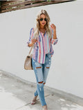 Fashion Contrast Color Striped Fashion Shirt