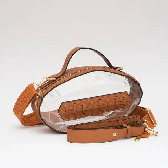 Clear Gameday Football Stitch Detail Crossbody Bag