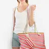 Stripe Beach Bag with Mini Coin Purse