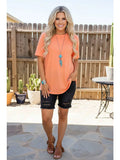 Chic Orange Short Sleeve Women's Boutique Top