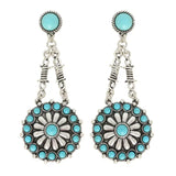 Western Turquoise Concho Chandelier Drop Earrings