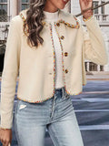 Buttoned Split-Joint Long Sleeves Loose Lapel Outerwear