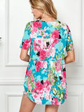 Plus Spring Short Sleeve Floral Loose Fitting