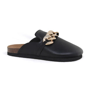 Yoki Womens Nikki-Slip On with Chain Design Slide