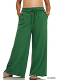 Plus Fleece Exposed Seam Wide Leg Sweatpants