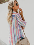 Fashion Contrast Color Striped Fashion Shirt