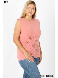 Plus Knot Front Sleeveless Top