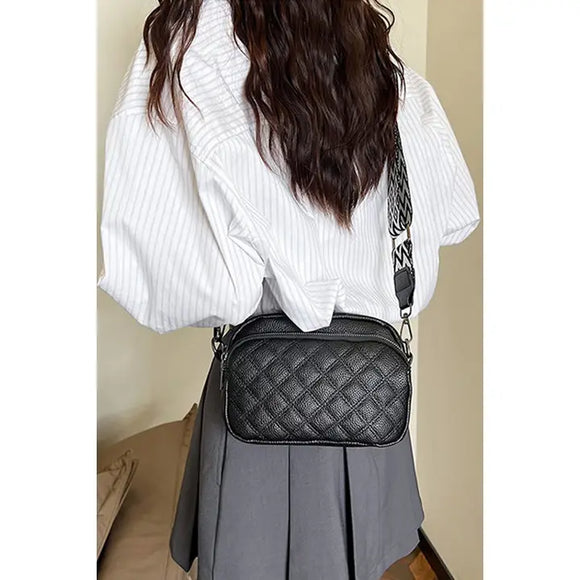 Quilted Vegan Leather Crossbody Camera Bag