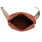 Two Tone Women's Crossbody Bag with Guitar Strap