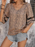 New T-Shirt Mesh Polka Dots Print Blouse