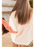 Fashion-W Color Block Patchwork Split Hem Casual Sweatshirt