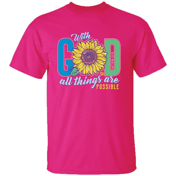 God Sunflower Inspirational Christian Short Sleeve Graphic Te
