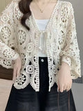 Crochet Open-Front Cardigan
