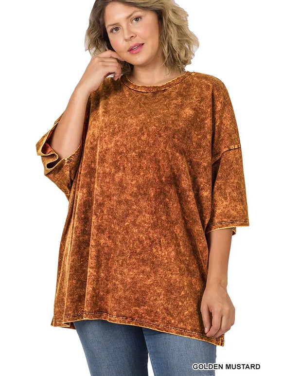 Plus Mineral Wash Oversized Box Tee