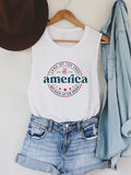 America Letter Print Graphic Tank Top