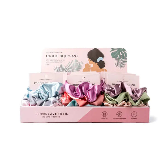 Lemon Lavender Mane Squeeze Oversized Satin Scrunchies 3pack