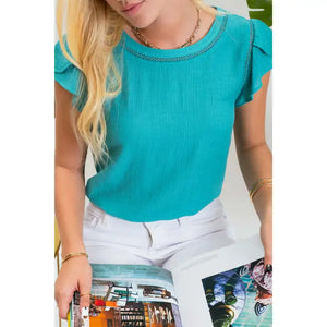 Tulip Sleeve Back Button Blouse