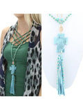 CROSS NECKLACE W/TASSEL