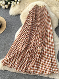 Gingham Pleated Midi Skirt