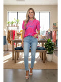 Trendy Floral Short Sleeve Women's Boutique Top