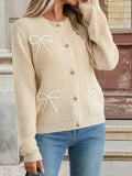 Bow Embroidered Knitted Cardigan