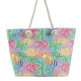 Hand Drawn Fish Print Beach Tote Bag