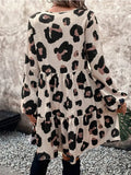 V-Neck Leopard Print Loose Dress
