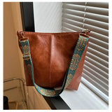 Solid Color Pu Large-Capacity Shoulder Crossbody Bag