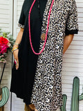 Half Black & Leopard Prints Women Dress