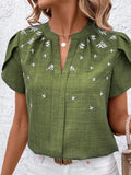 Printed Half Open Collar Embossed Pullover
