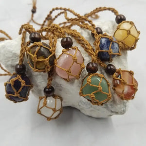 Natural Stone Interchangable Weave Cage Necklaces