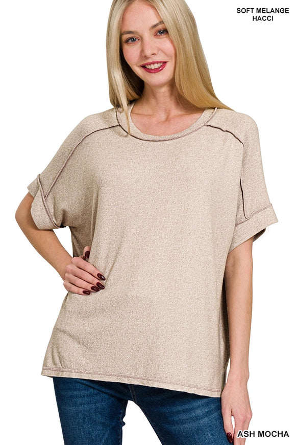 Soft Melange Short Sleeve Hi-Low Tee