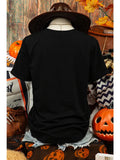 Fall Glitter Ghost Graphic Crew Neck Halloween T Shirt