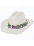 Turquoise Stone Thread Belt, Big Brim Suede Cowboy Fedora