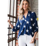 Star Mandarin Collar Star Print Top