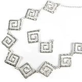 Silver Square Swirl Spiral Link Necklace Set