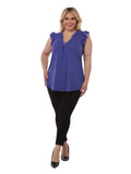 Womens Plus Size V-Neck Tops with Ruffle Armhole Detail