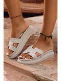 Cutout Design Open Toe Platform Slippers