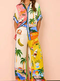 Summer Beach Vacation Printing 2pcs Pants Set