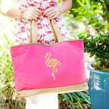 Printed Flamingo Hot Pink Cabana Tote