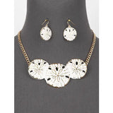 Gold_white Sand Dollar Metal Necklace Set