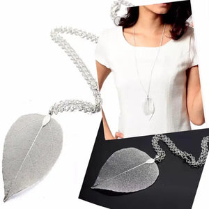 Metal Metallic Large Leaf Necklaces