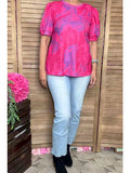 Trendy Floral Short Sleeve Women's Boutique Top