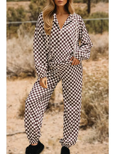Fashion-W Athleisure Checkered 2pcs Pants Set
