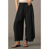 Elastic Waist Lace Patchwork Wide-Leg Pants