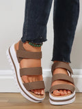 Hollow Out Buckle Pu Leather Platform Sandals