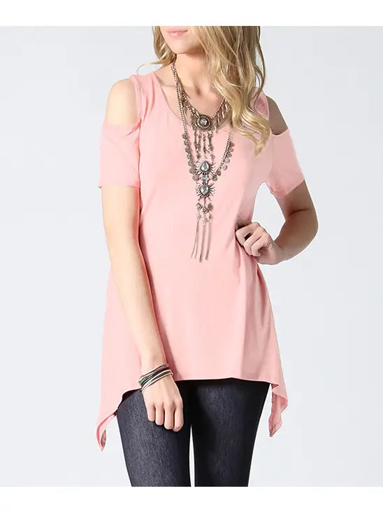 Plus Size Shoulder Cutout Tunic