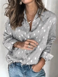 Long Sleeves Loose Bronzing Buttoned Lapel Blouse