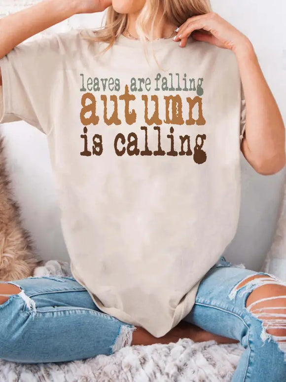 Leaves Are Falling Autumn Unisex Round Neck Tee