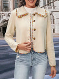 Buttoned Split-Joint Long Sleeves Loose Lapel Outerwear